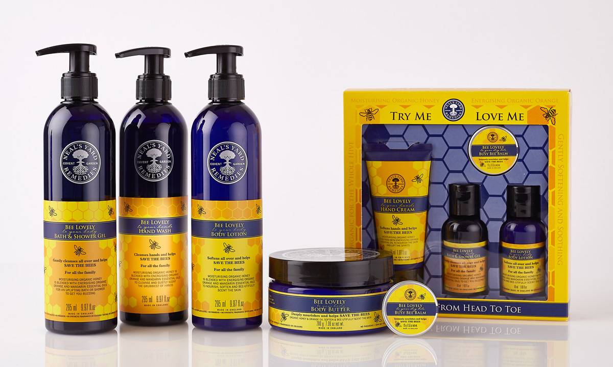Picture of our range of 'Bee Lovely' products - Neal's Yard Remedies